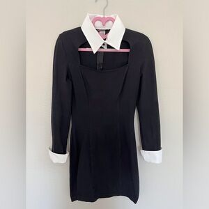 Frederick's of Hollywood Black Sheath Dress with Notched Collar